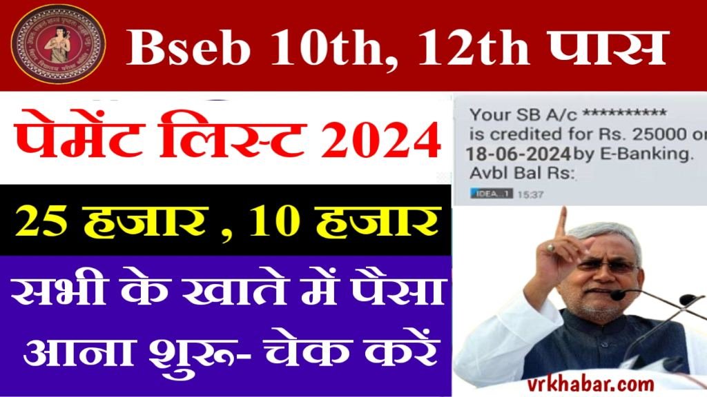 Bseb 10th 12th Pass Scholarship Payment List Jari 2024: सभी के खाते में 25 हजार, 10 हजार रुपया आना शुरू- चेक करें